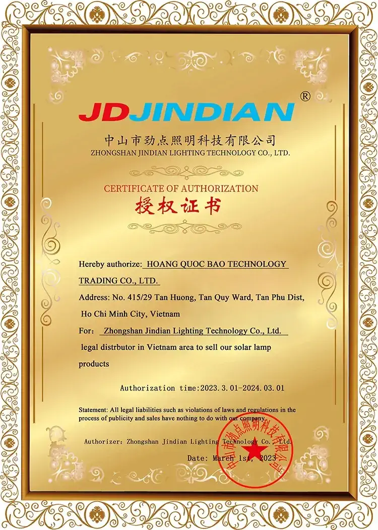 Chứng nhận thương hiệu Jindian
